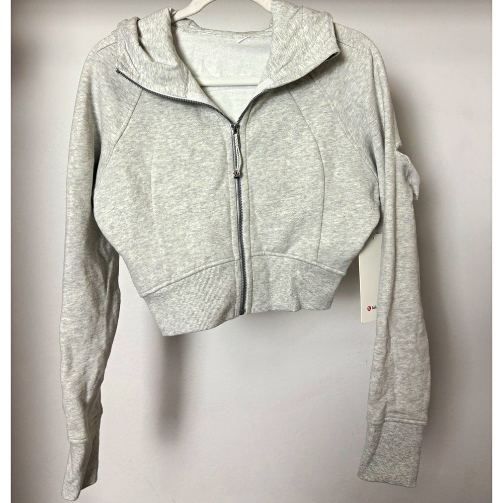 Lululemon Scuba Gray Women's Full-Zip Cropped Hoodie Size 6 LW3MHMAS